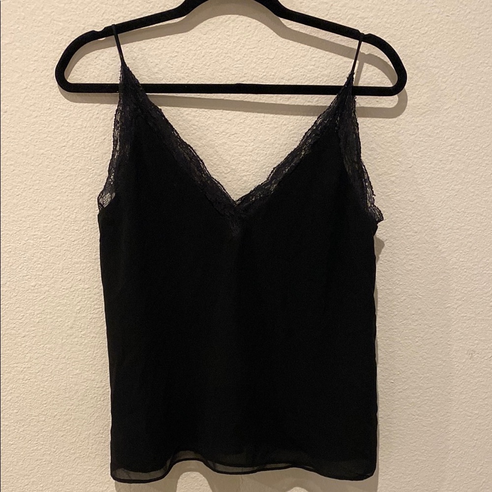 Zara Black Lace Trim Cami Top